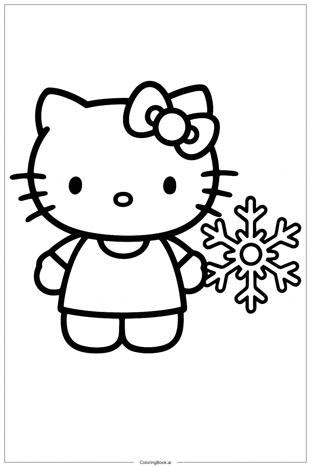 Hello Kitty And A Single Snowflake Coloring Page 