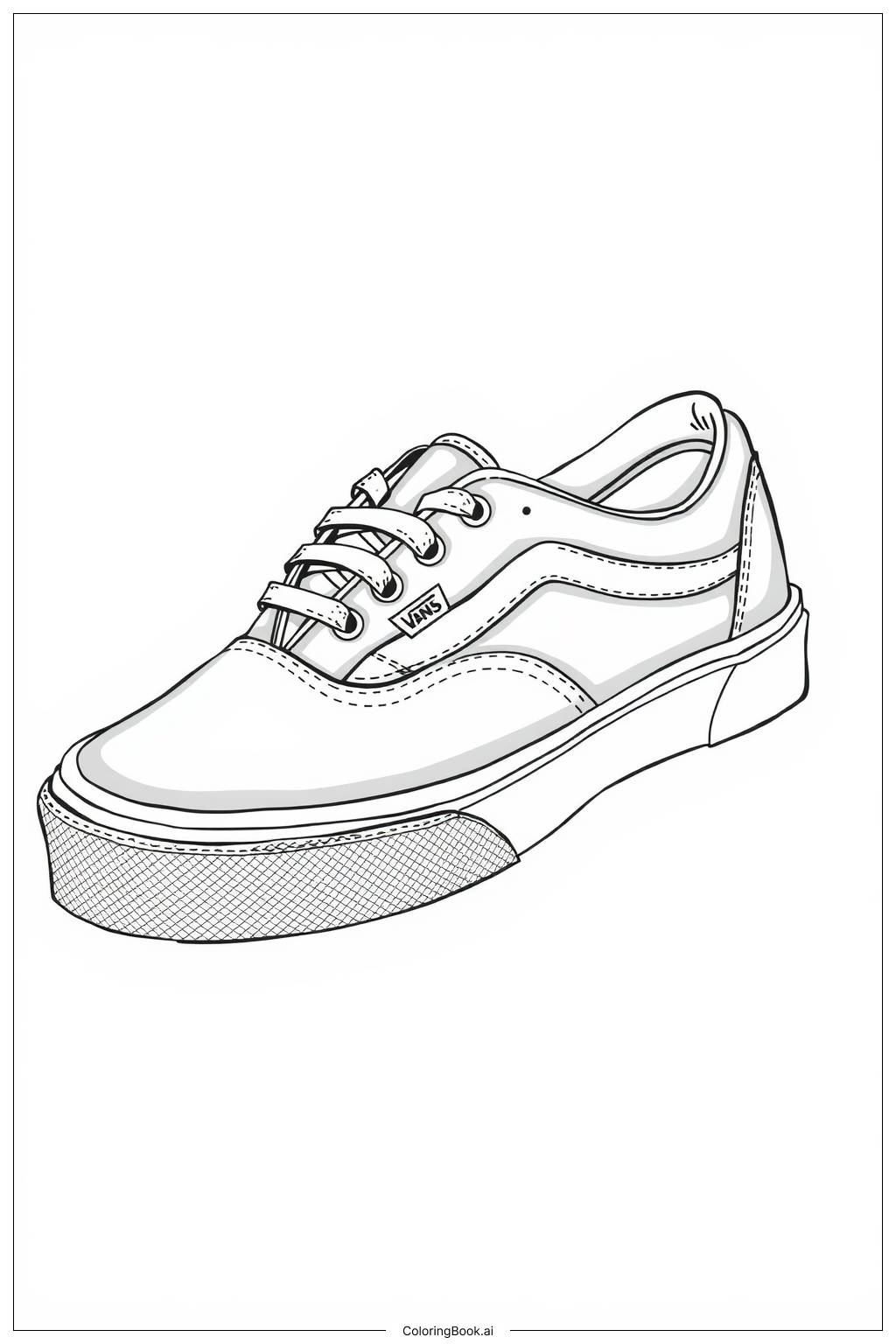 Pagina para colorear Zapato Vans con Cordones Descarga gratuita en PDF PNG