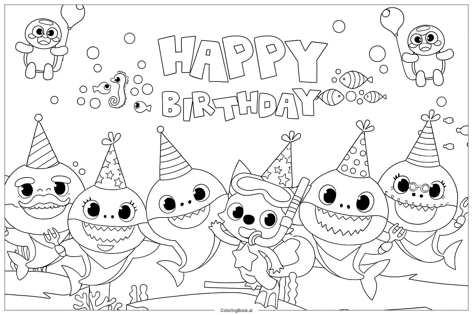  Baby Shark Coloring Page 