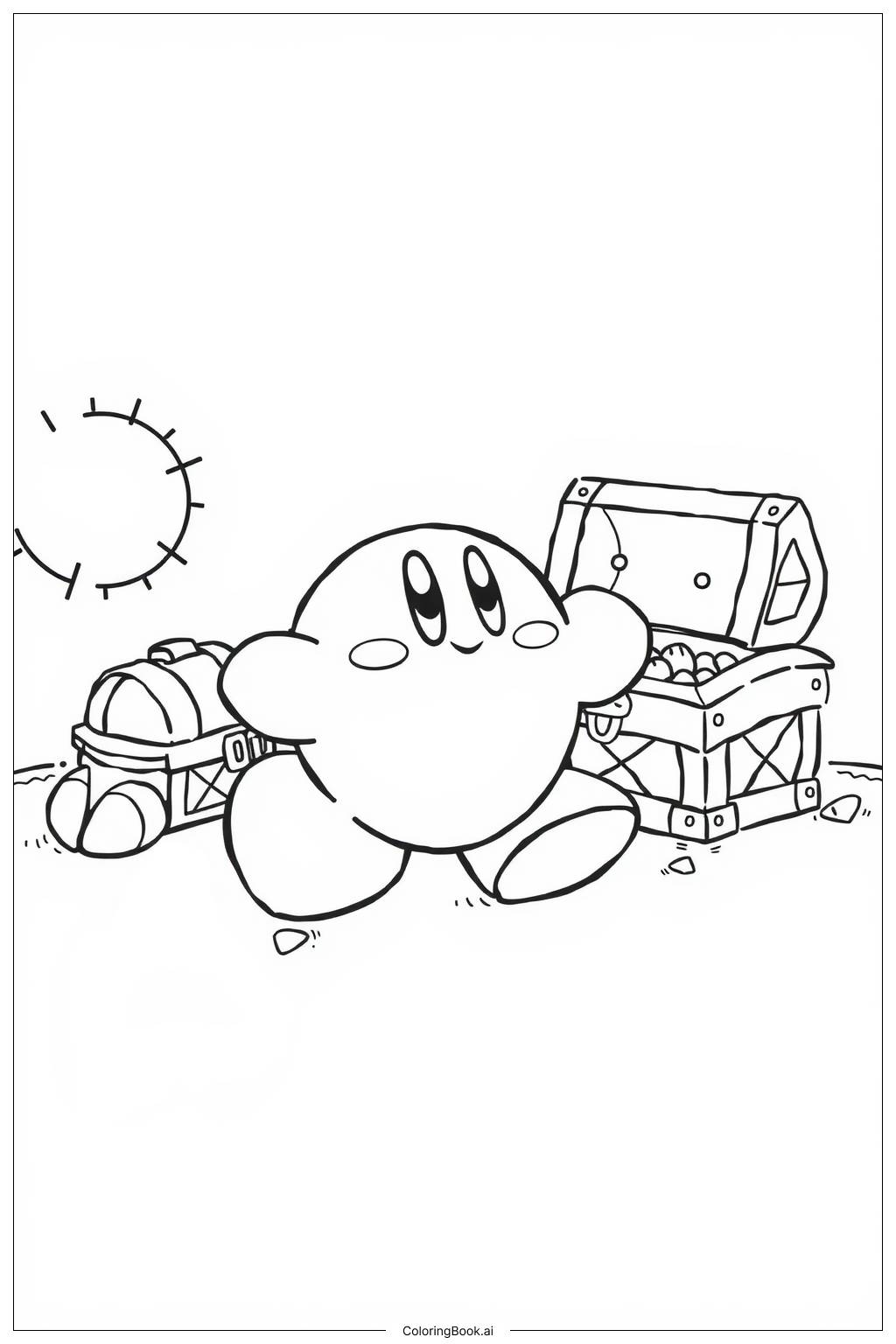  Kirby finding hidden treasures Coloring Page 