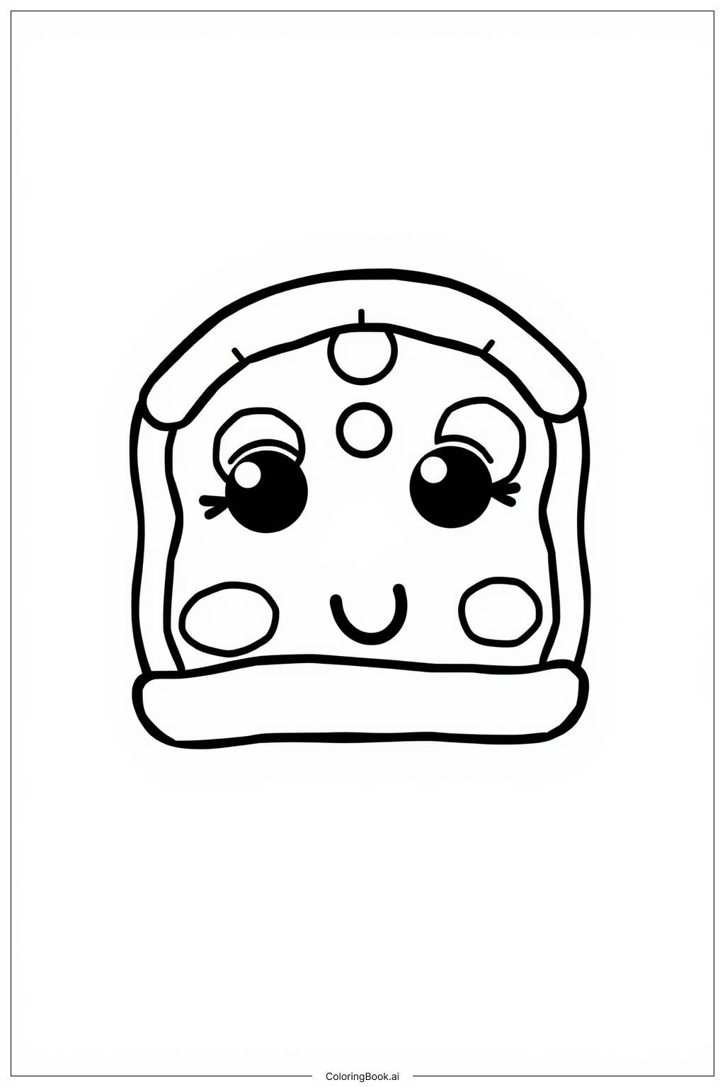  Kawaii Pizza Slice with a Face Coloring Page 