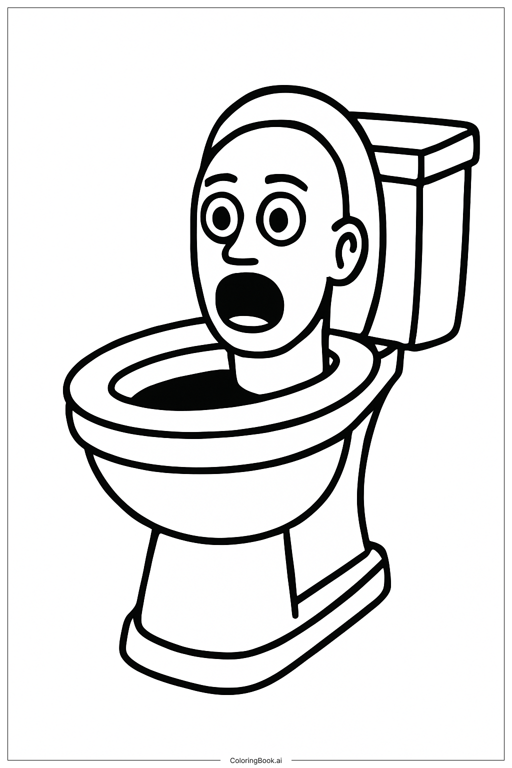  Page de coloriage Une Toilette Skibidi Seule Dans Un Champ 