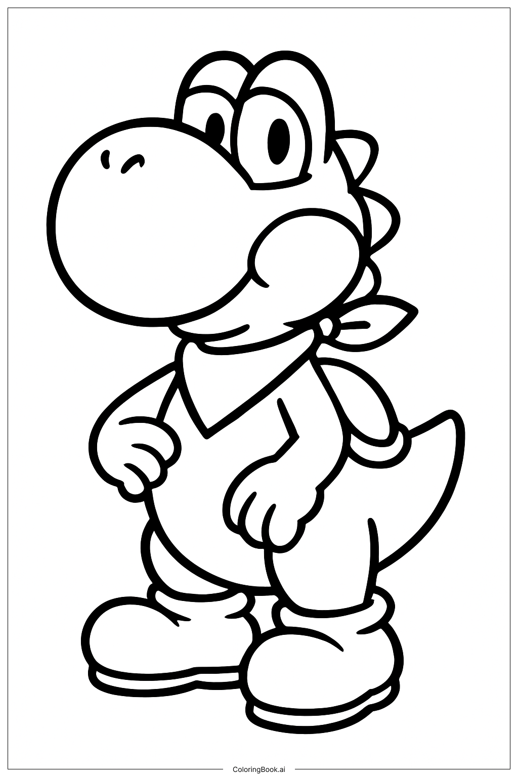  Yoshi Wearing a Blue Bandana Coloring Page 