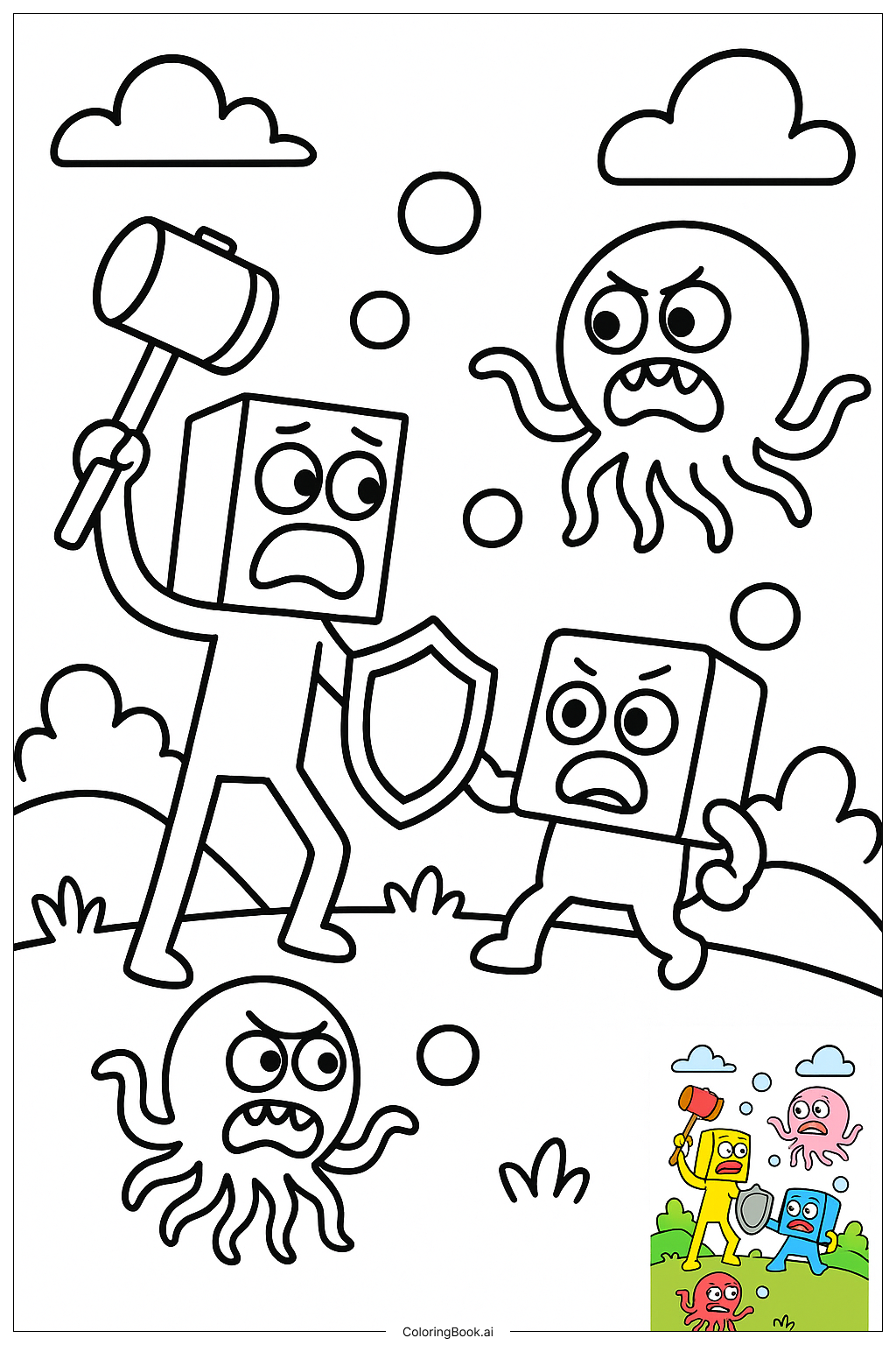 Lankybox 对战泡泡怪兽填色页