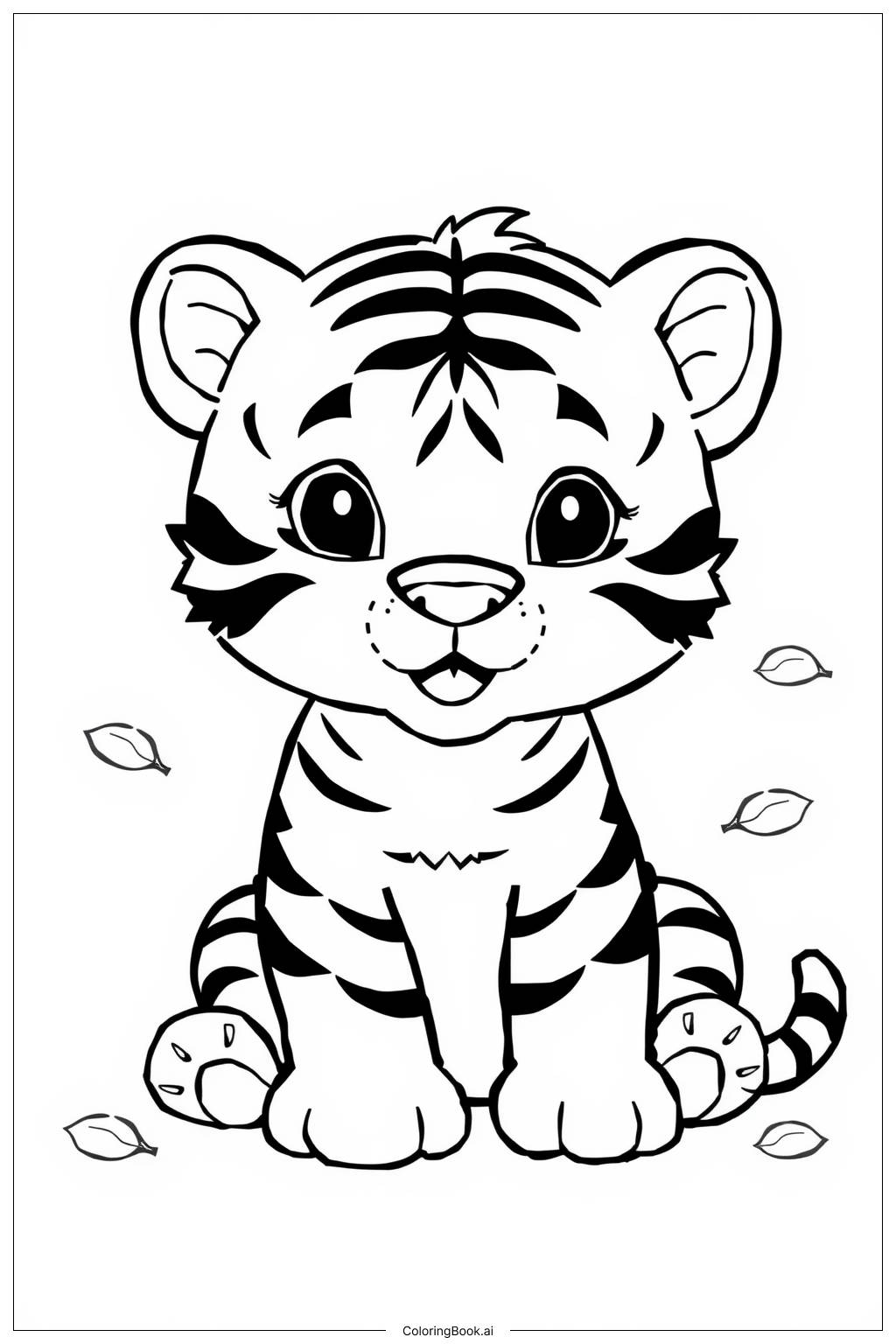  Page de coloriage Joli Tigre Cub 