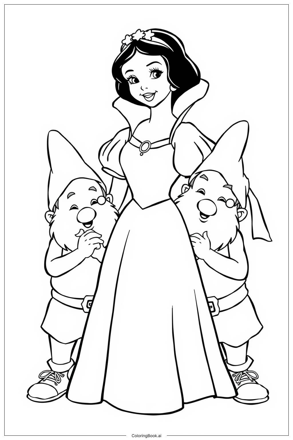  Snow White with the Seven Dwarfs Coloring Page 