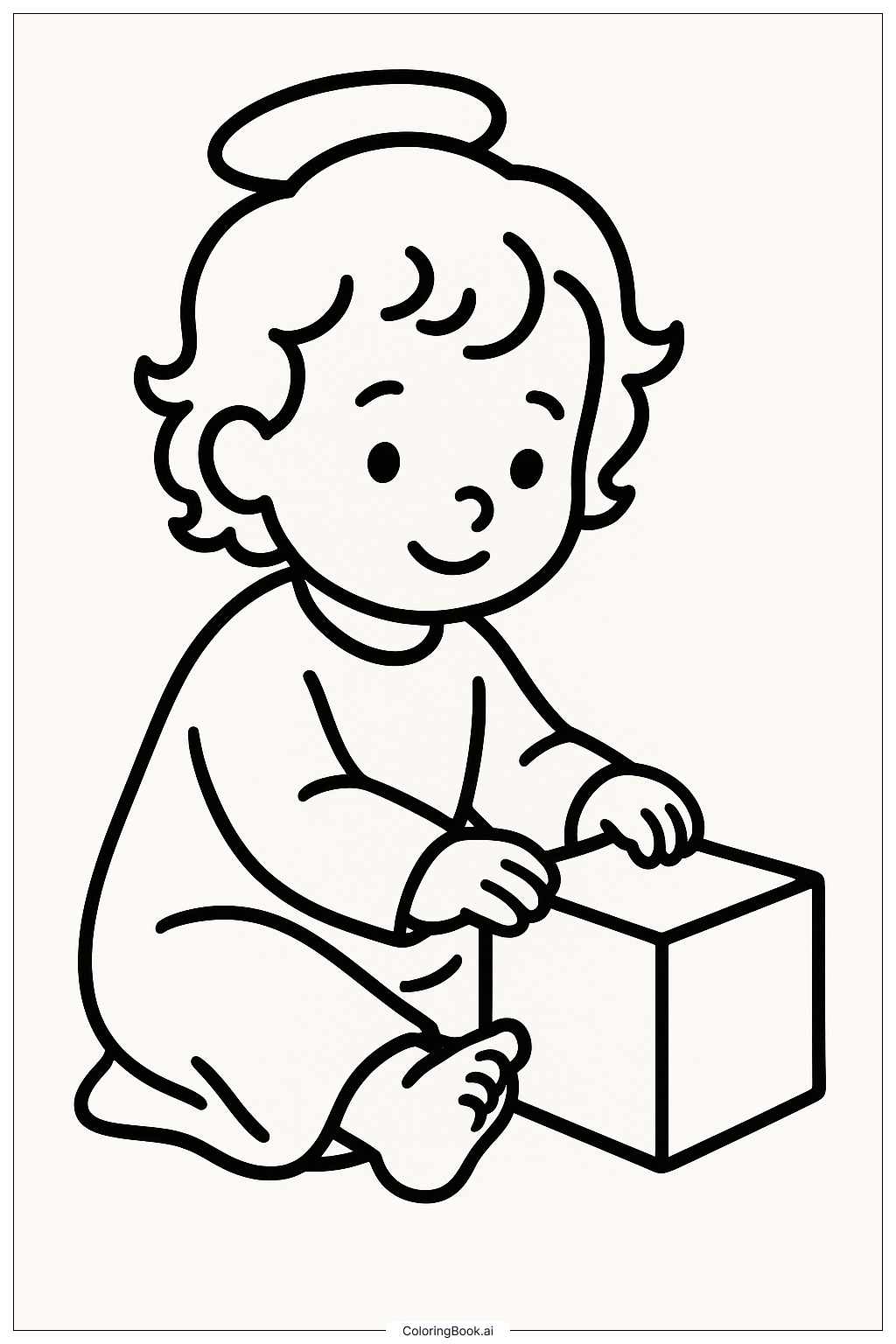  Página para colorear de Niño Jesús jugando con juguetes 
