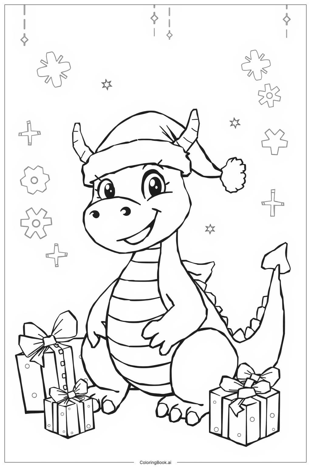  Christmas Dragon Magic Coloring Page 