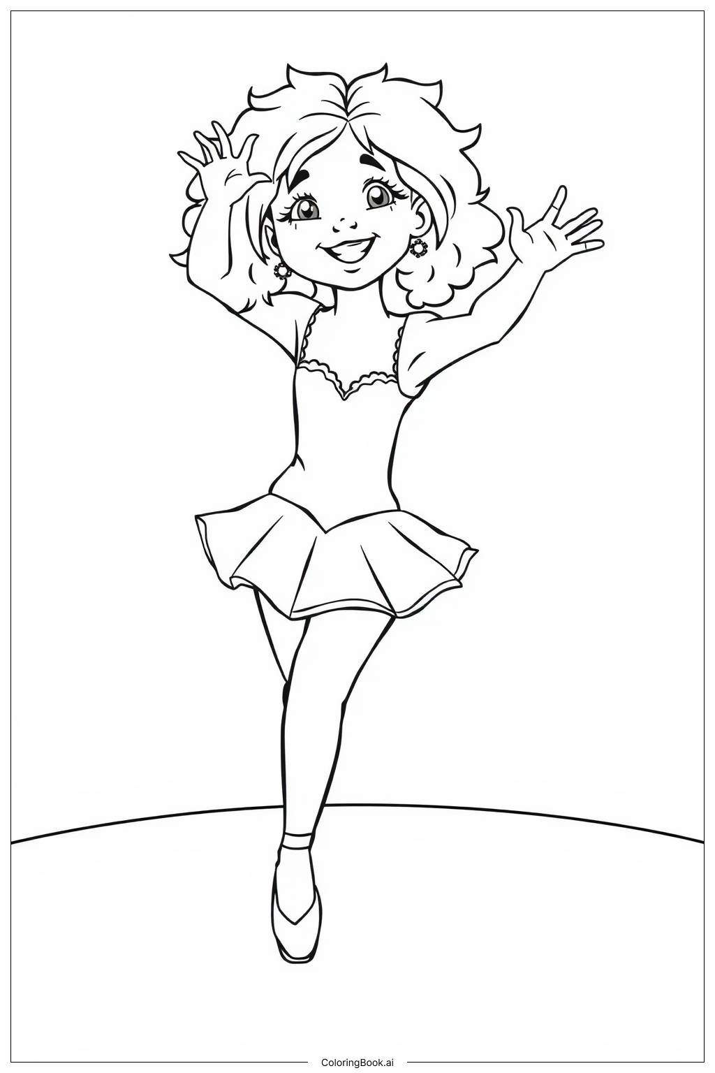  Black Girl Leading a Dance Competition Coloring Page 