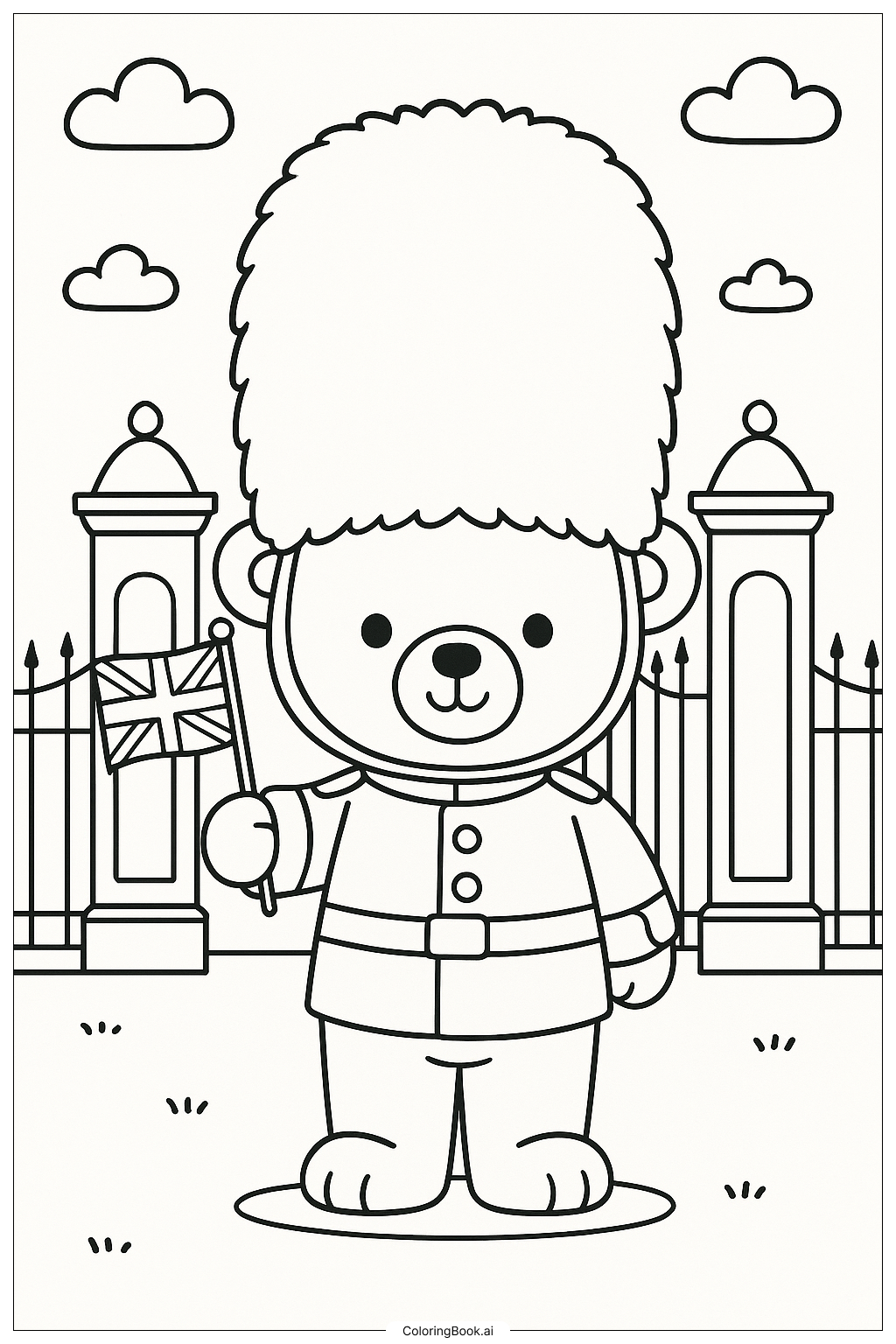  A Royal Guard Teddy Bear Coloring Page 
