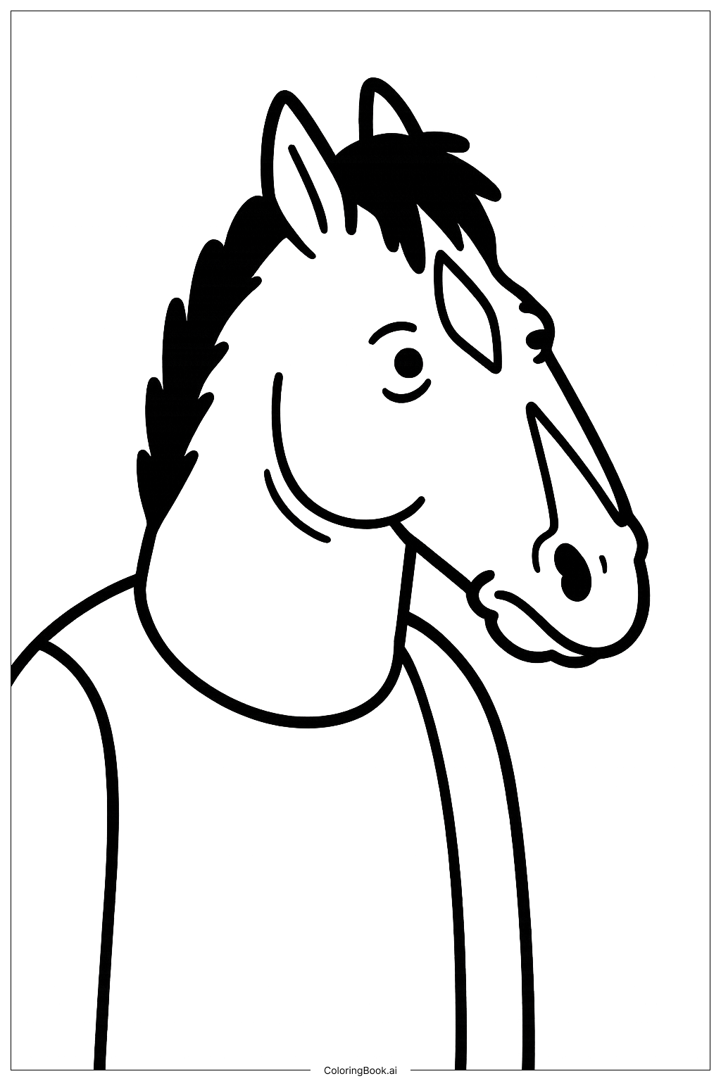  Page de coloriage Bojack Horseman en Silhouette 
