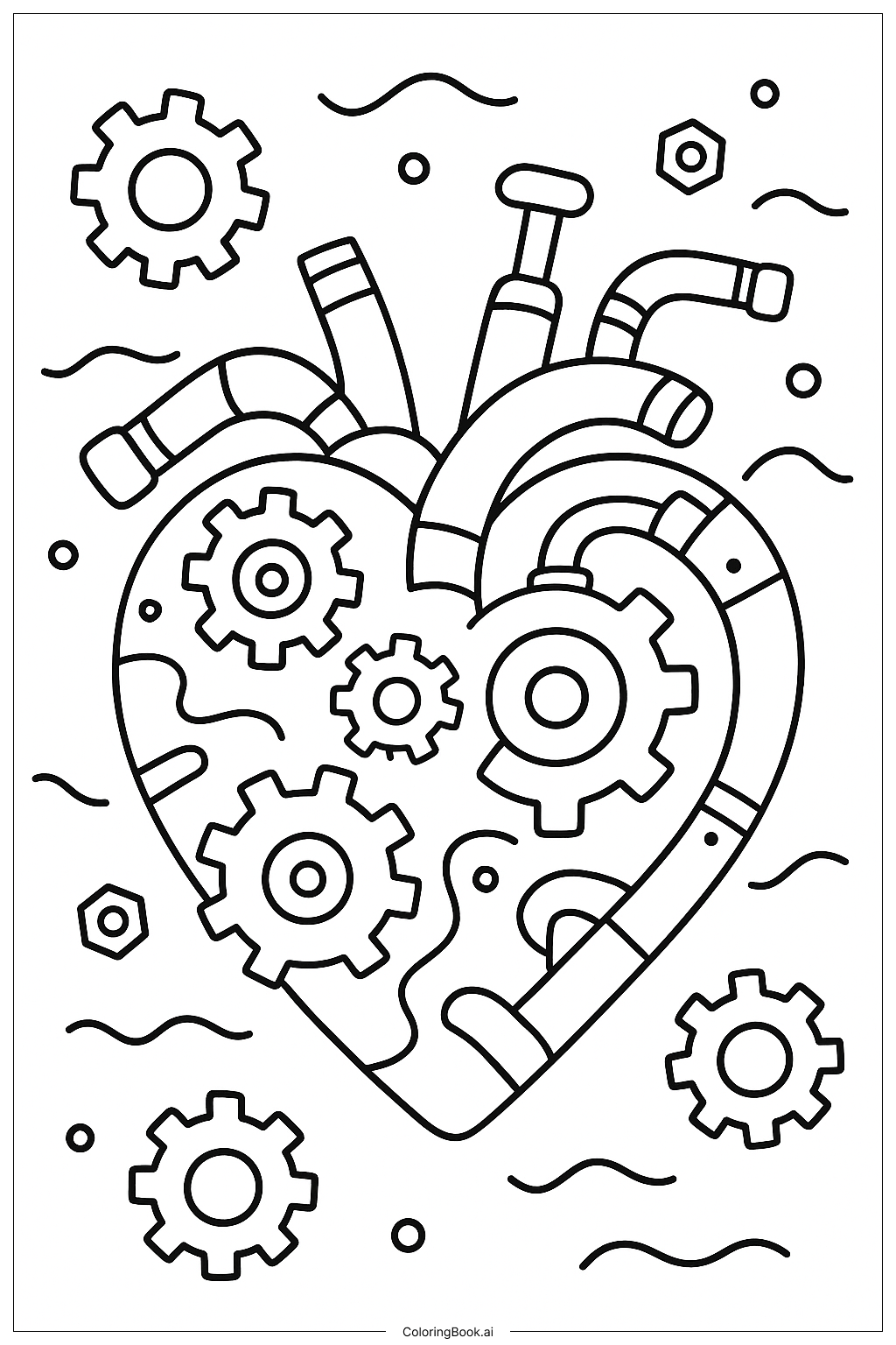  Trang tô màu Một Trái Tim Steampunk ảo giác 