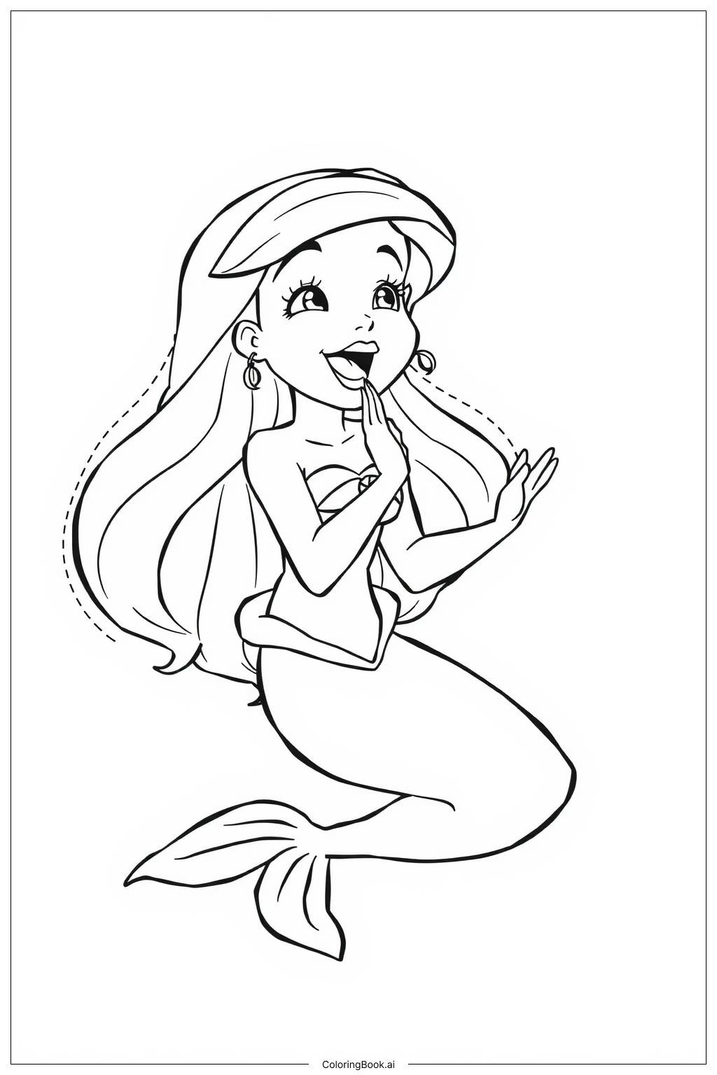  Page de coloriage Ariel chantant sous la lumière de la lune 