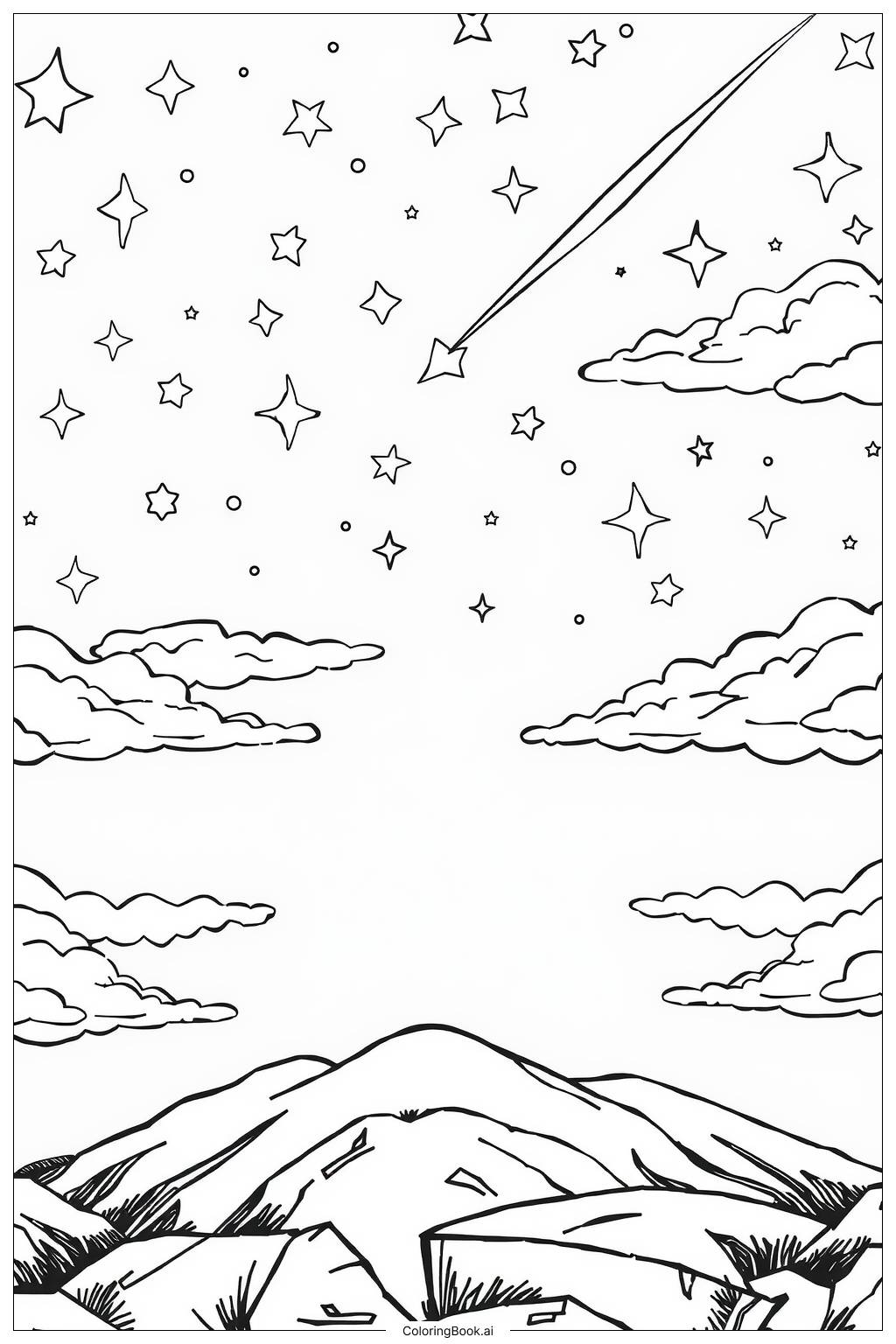  Página para colorear de Estrellas parpadeando en un cielo de ensueño 