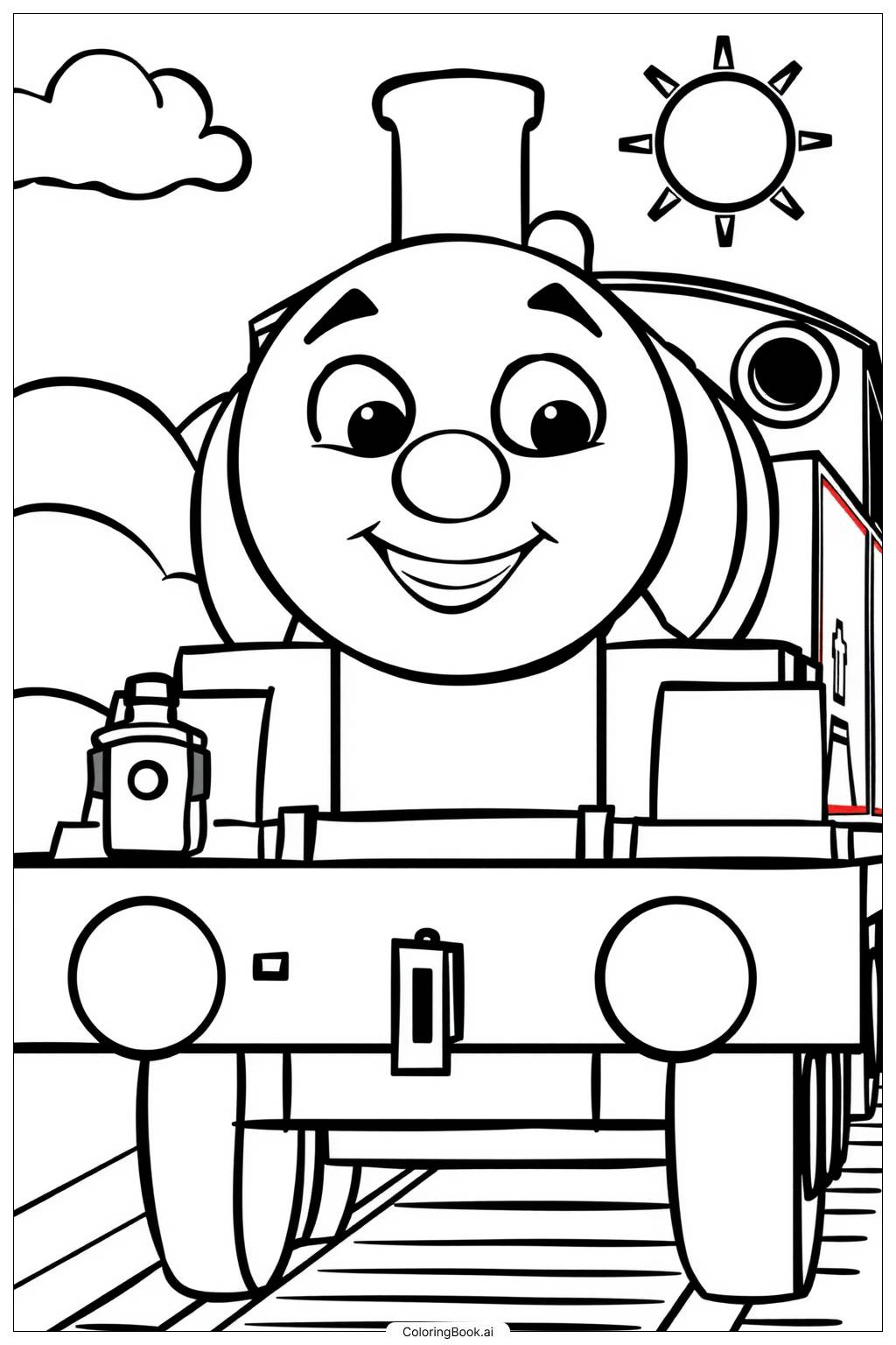  Página para colorir de thomas o trem sorridente 