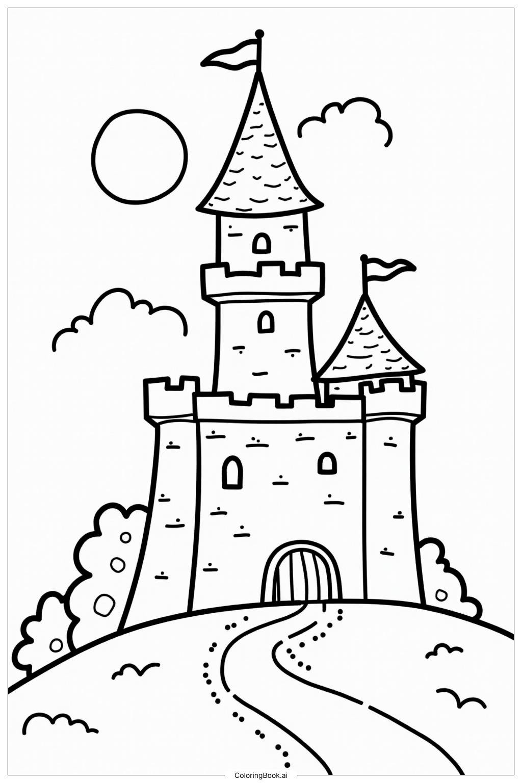  Page de coloriage Tour de Château de Princesse 