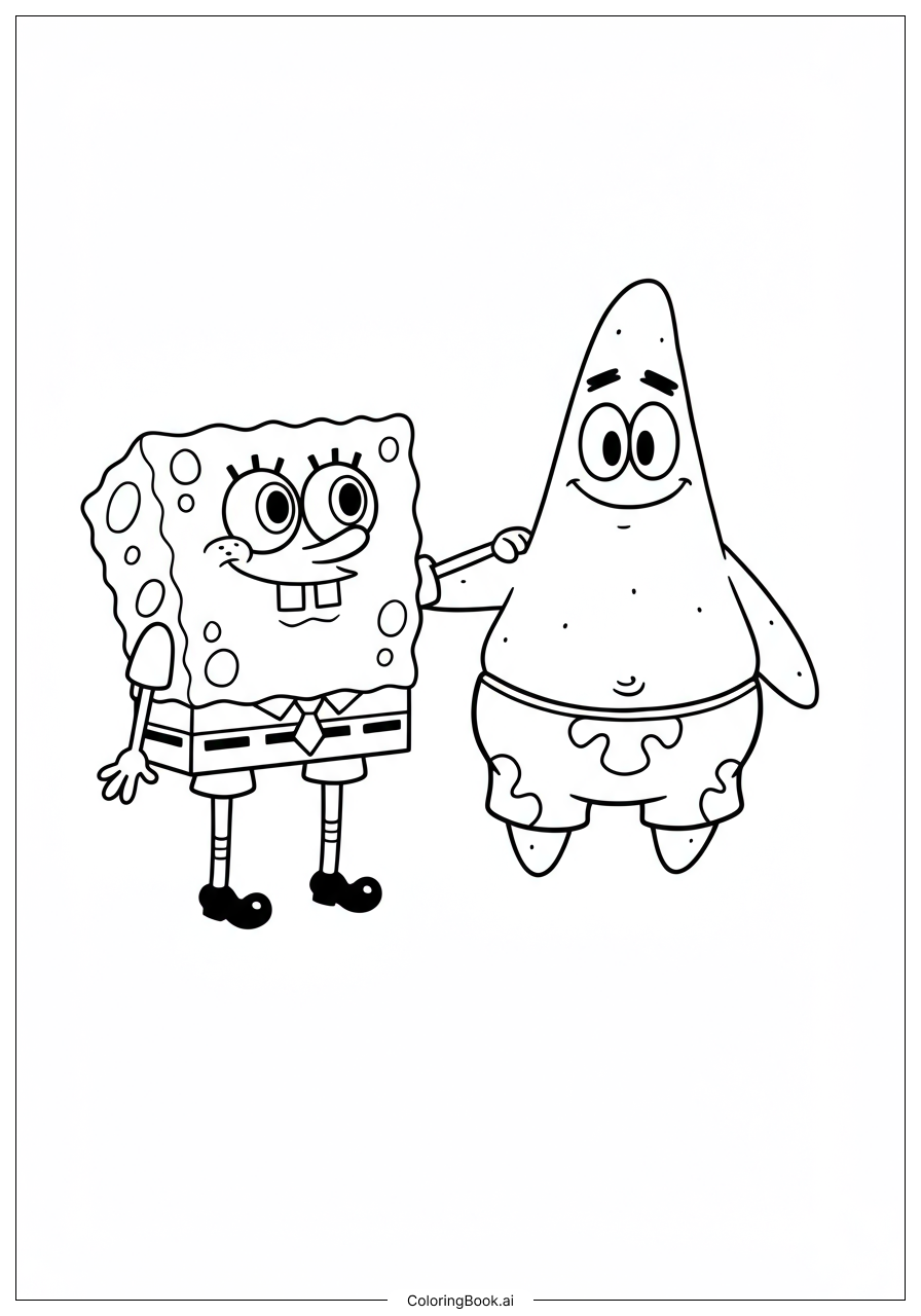  Trang tô màu SpongeBob Chơi Đùa Với Patrick 