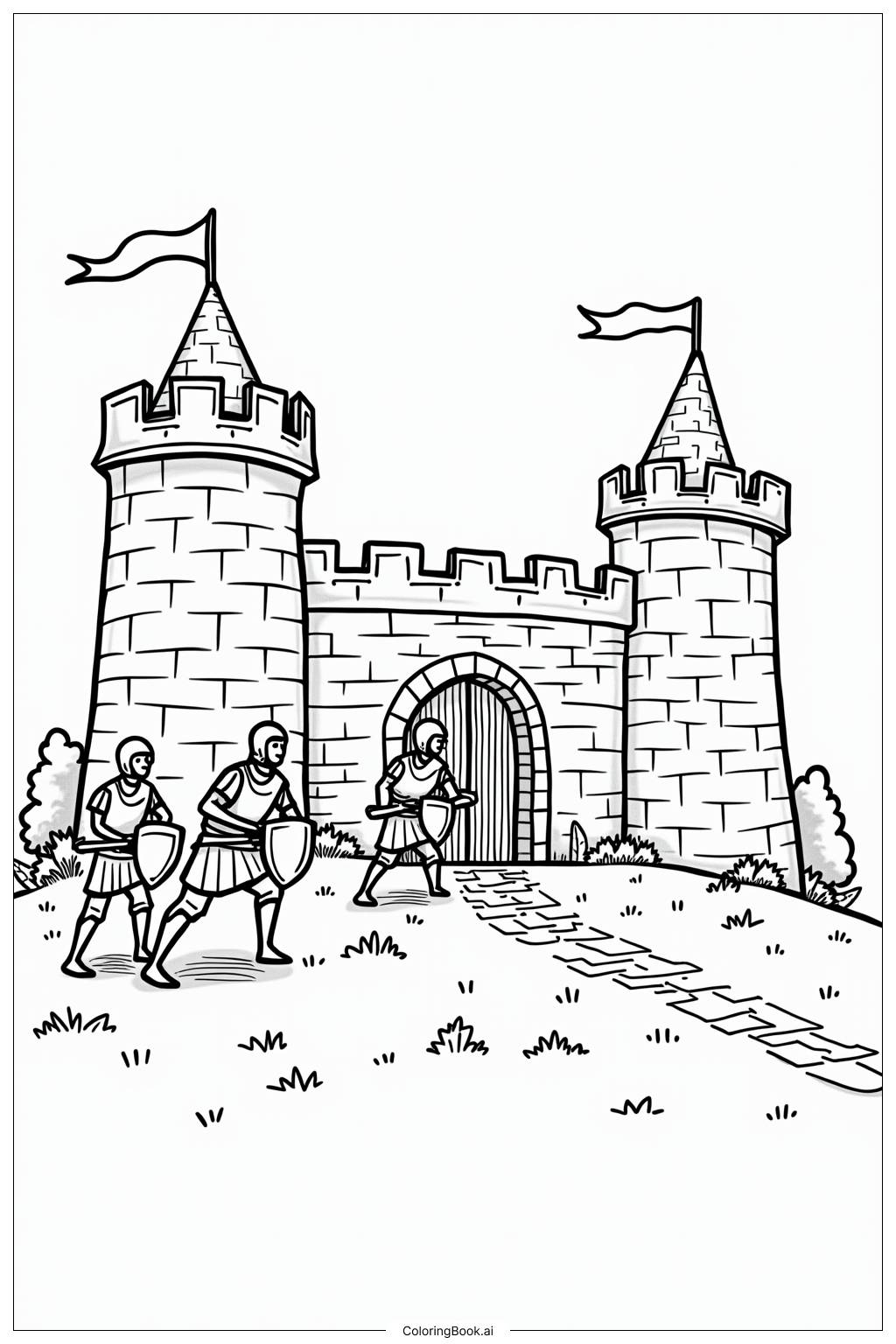  Castle Siege Defense Strategy Coloring Page 