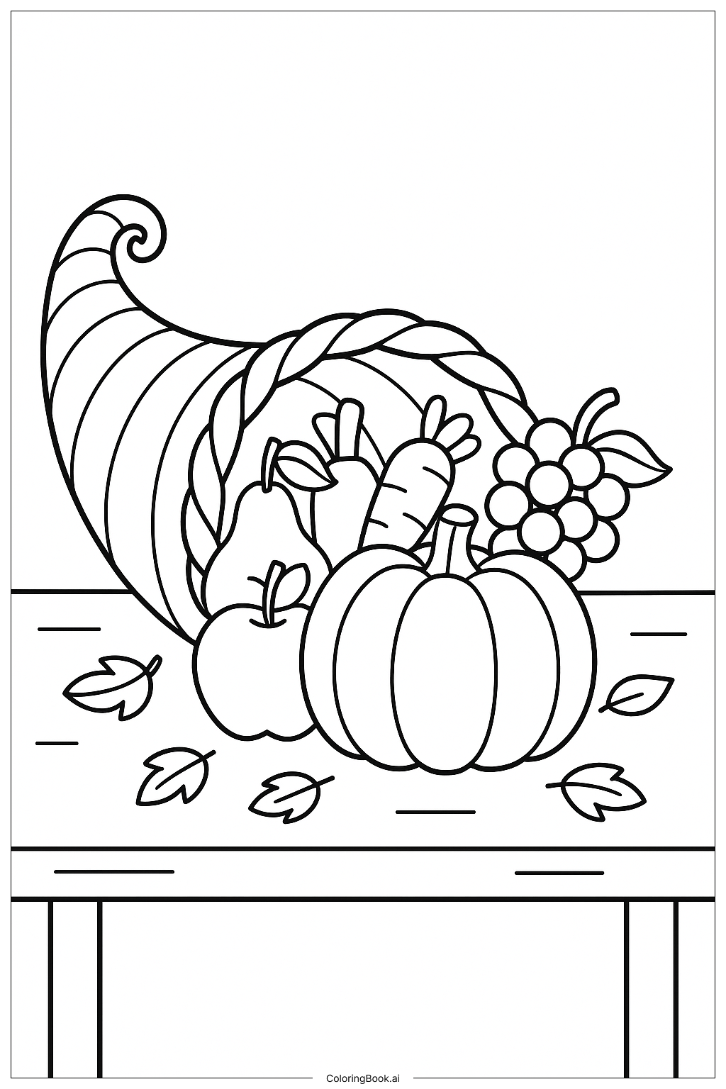  Trang tô màu A Cornucopia On A Thanksgiving Table 