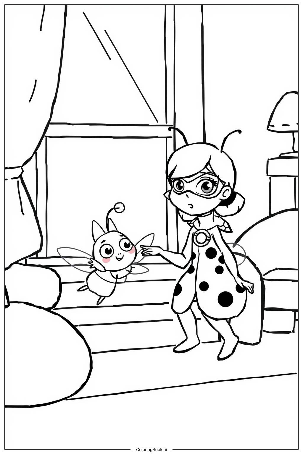  Page de coloriage Miraculous Ladybug Rencontre avec le Kwami 