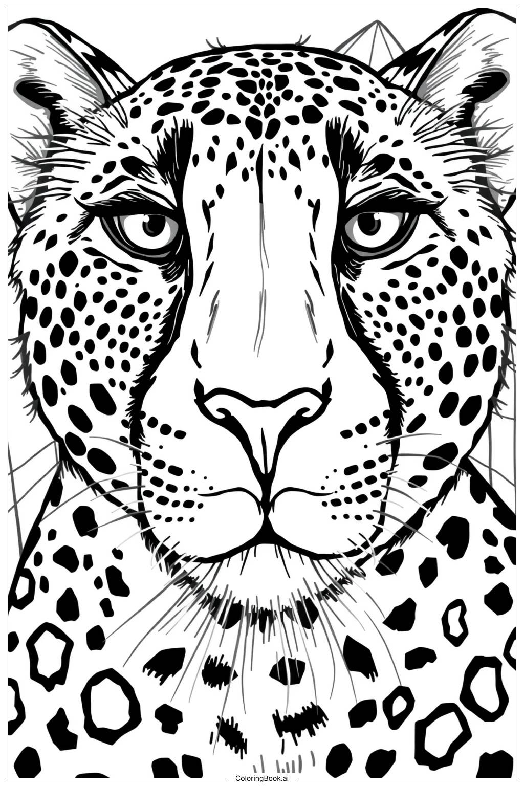  Page de coloriage visage de guépard souriant-2 