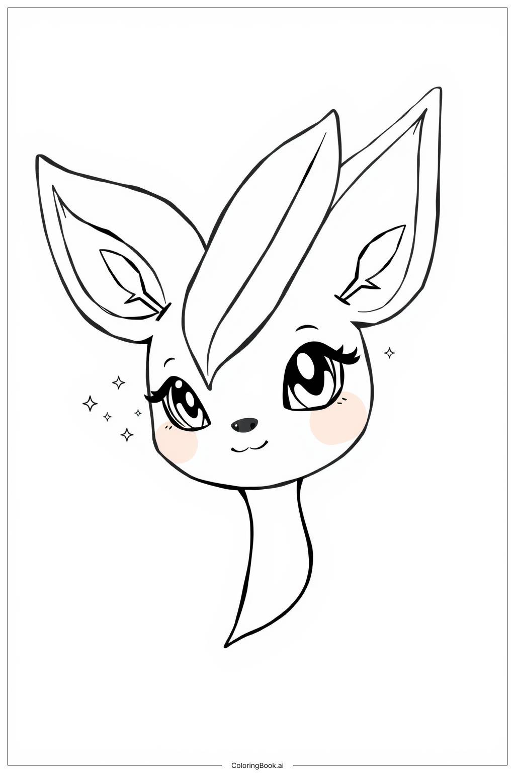  Página para colorear de Cara de Leafeon 