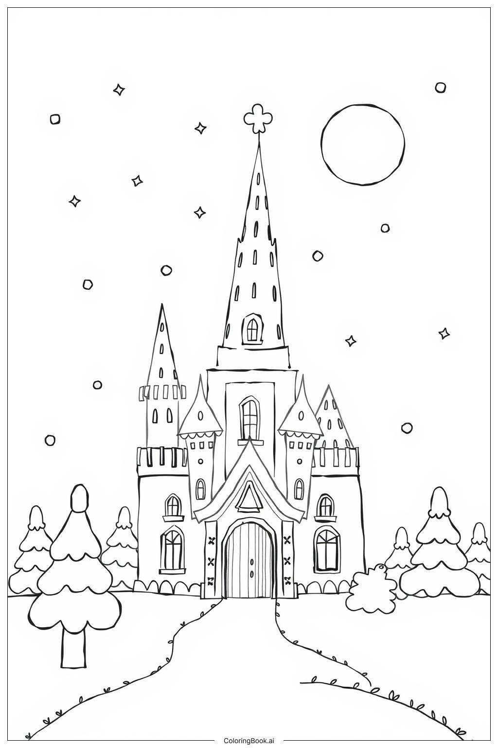  Disney Gingerbread Castle with Details Coloring Page 