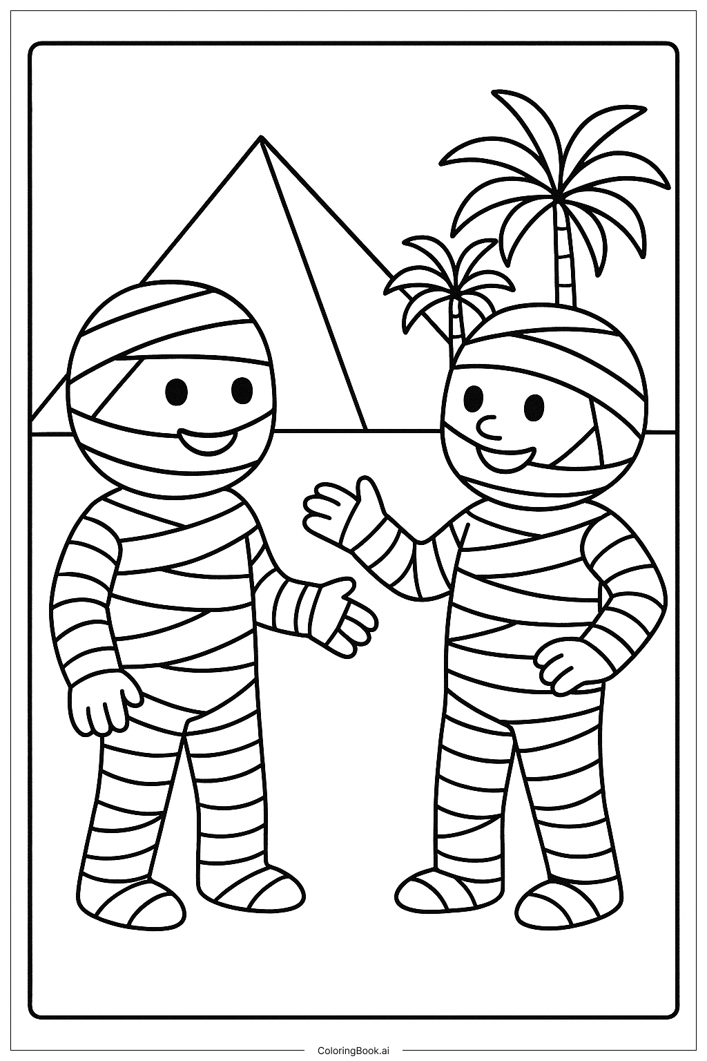  Two Mummies Talking To Each Other Coloring Page 