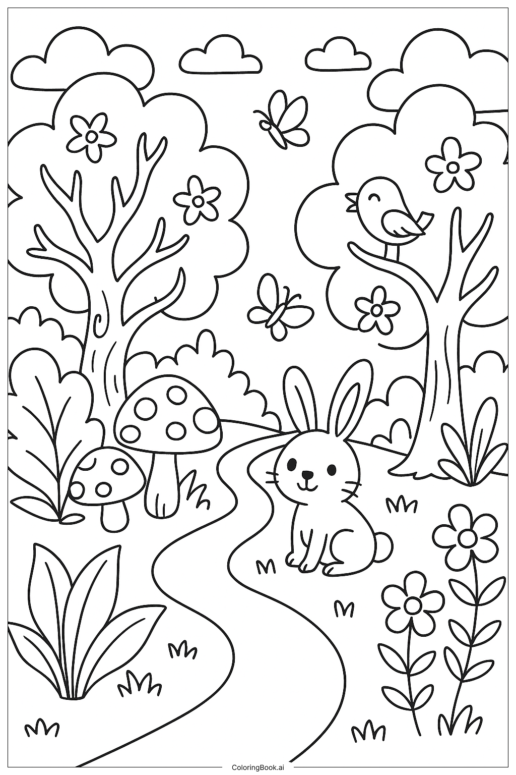 Página de Colorir Jardim Encantado Super Detalhado (PDF \u0026 PNG Imprimíveis  Grátis), image size:1024x1536