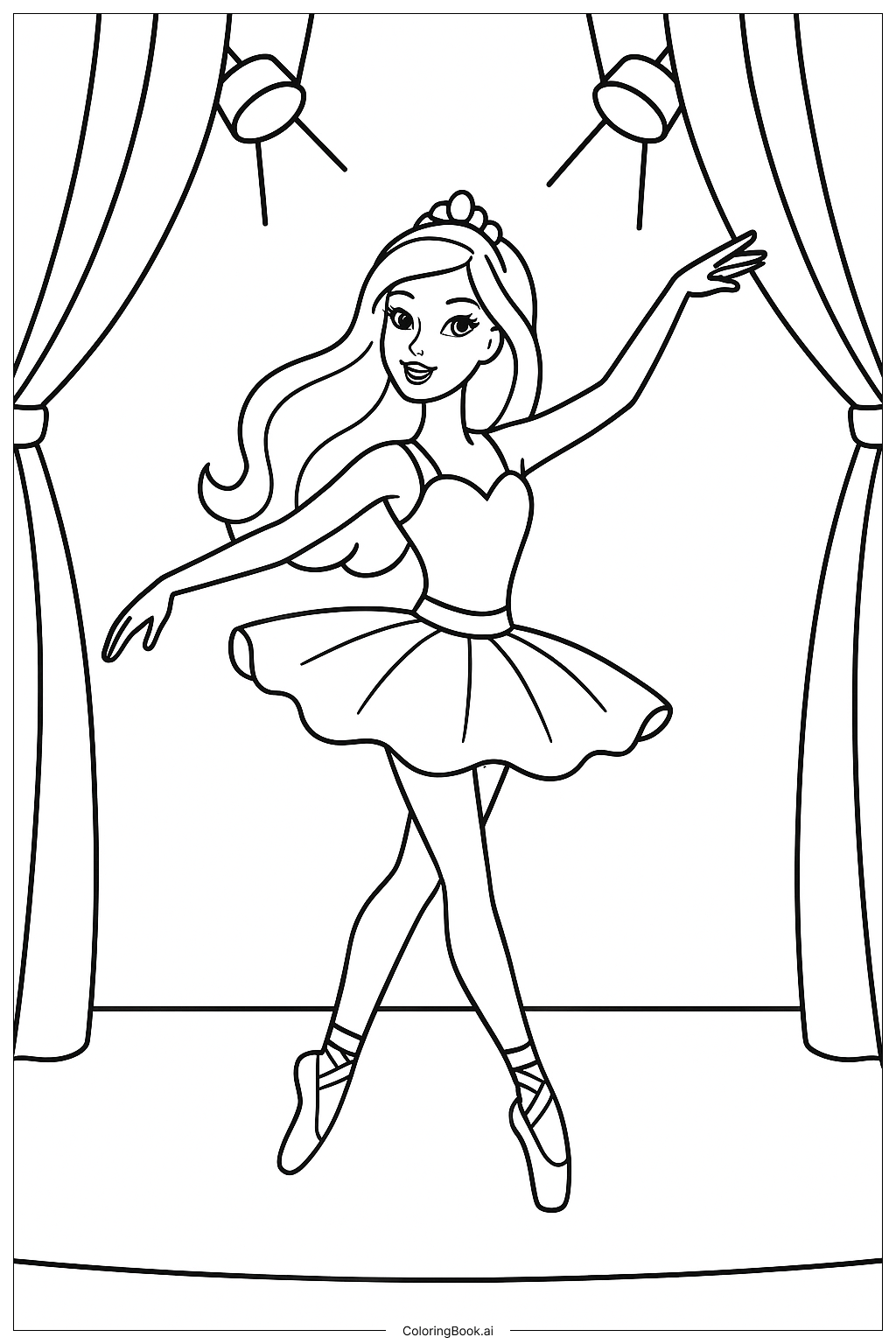  Página para colorear de Barbie Ballerina in the Spotlight 
