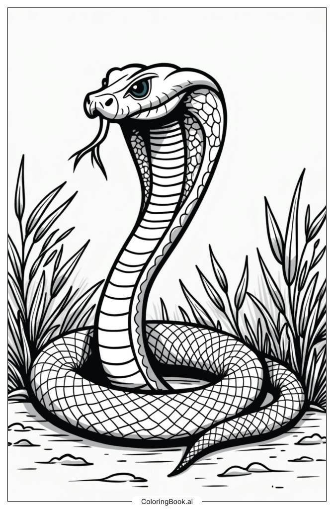  Página para colorear de Cobra Real y Animales del Bosque 