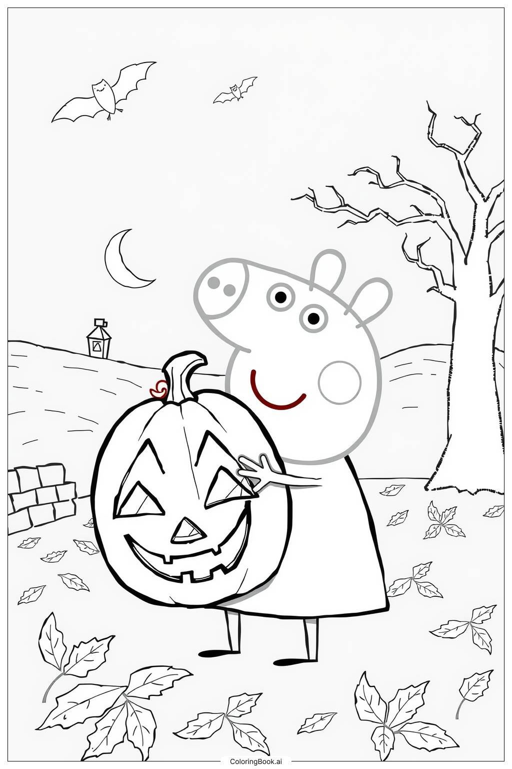  peppa halloween kürbis ausmalbild-2 Ausmalseite 