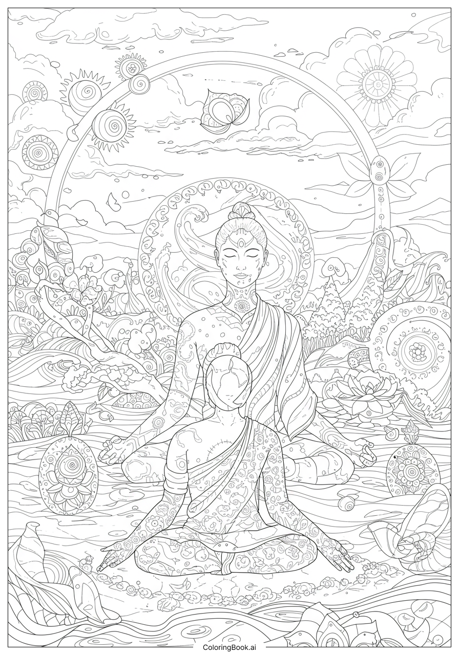  A Moment Of Zen Mindfulness Stillness著色頁 