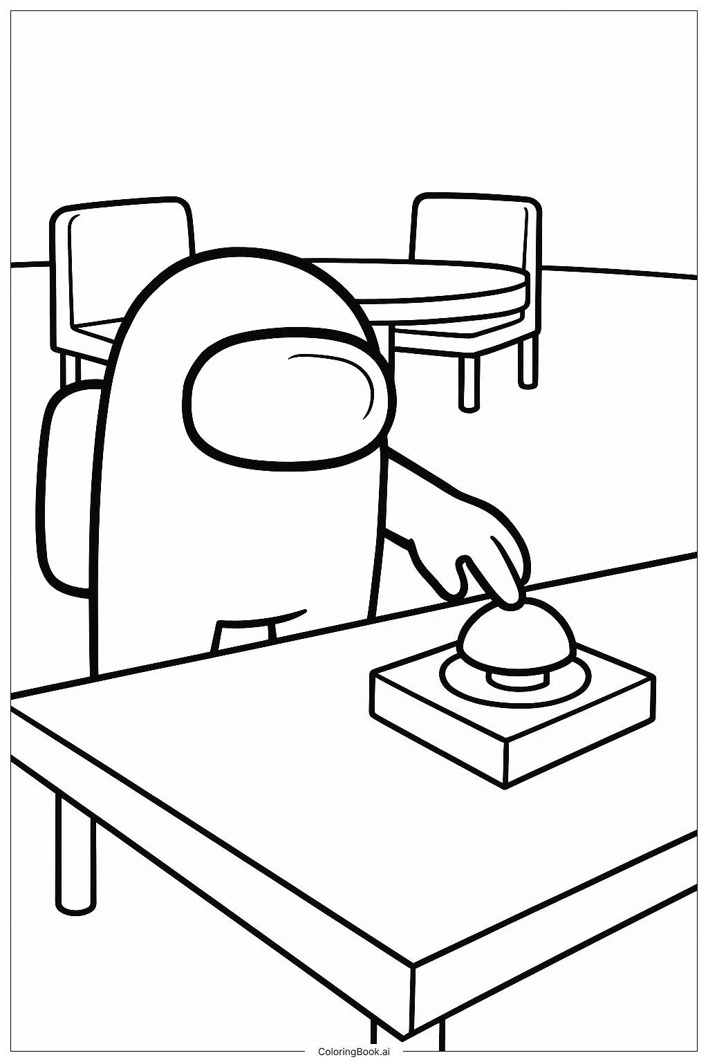  Among Us Character Pushing The Emergency Button Coloring Page 