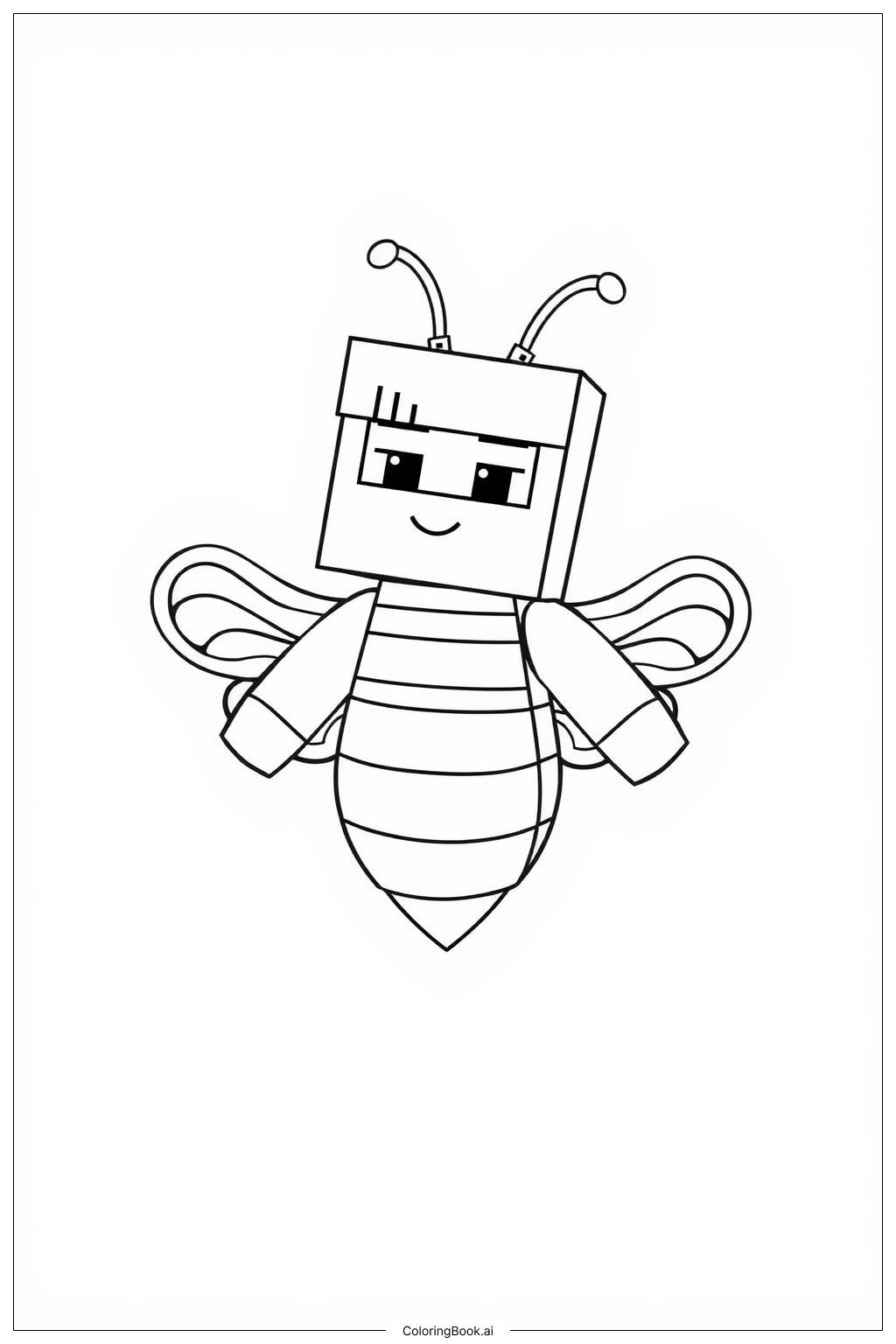 P gina Para Colorear Minecraft Abeja Volando Sobre Bloques Descarga 