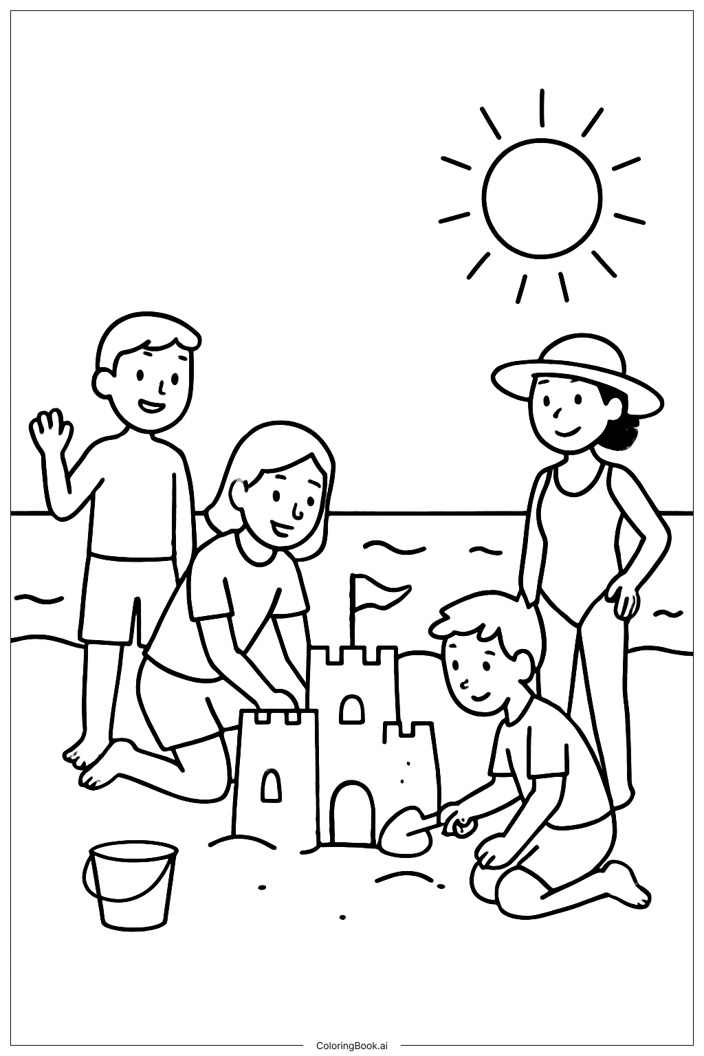  7月4日海滩庆祝活动填色页 