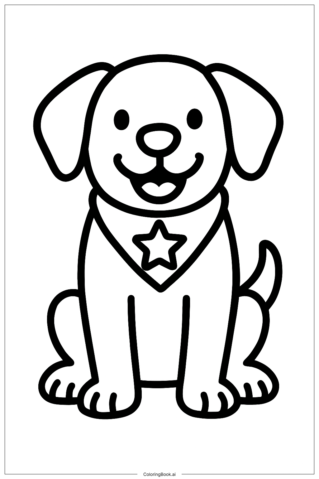  戴头巾的独立日小狗填色页 