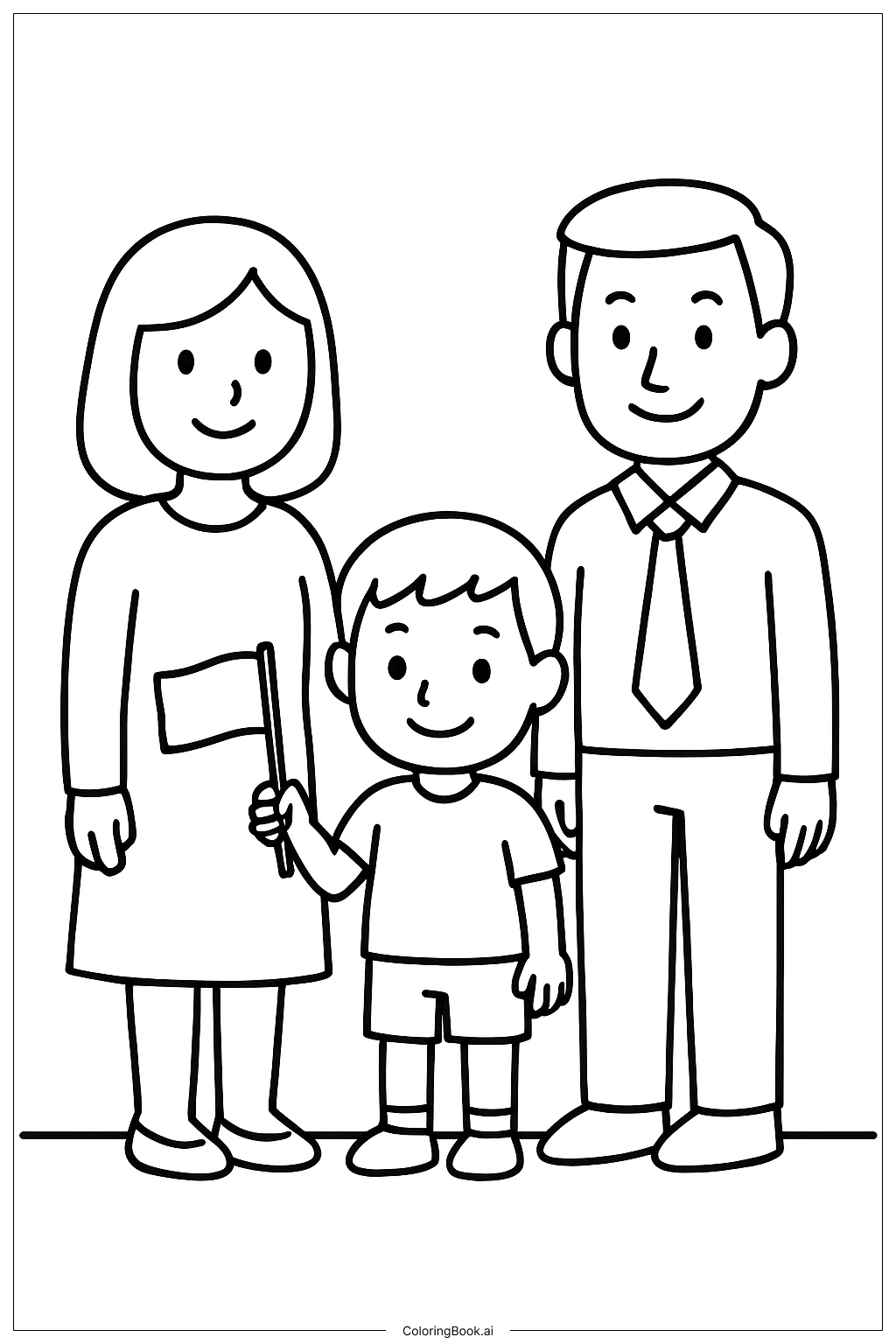  7月4日家庭肖像填色页 