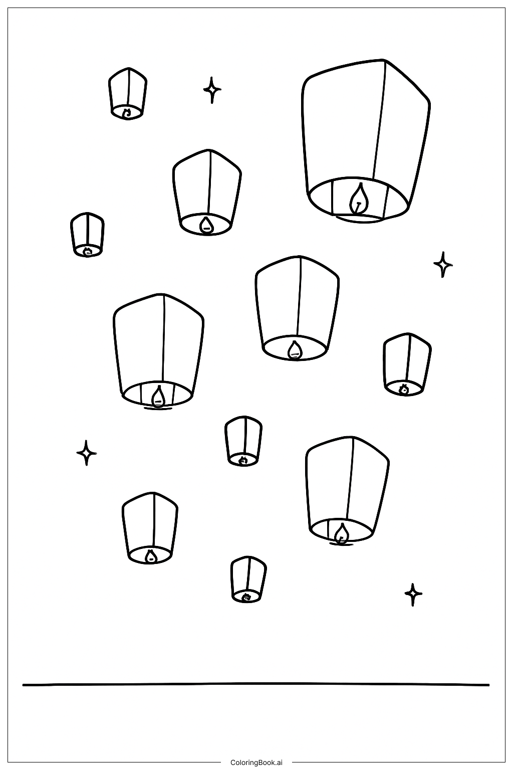  七夕灯笼节填色页 