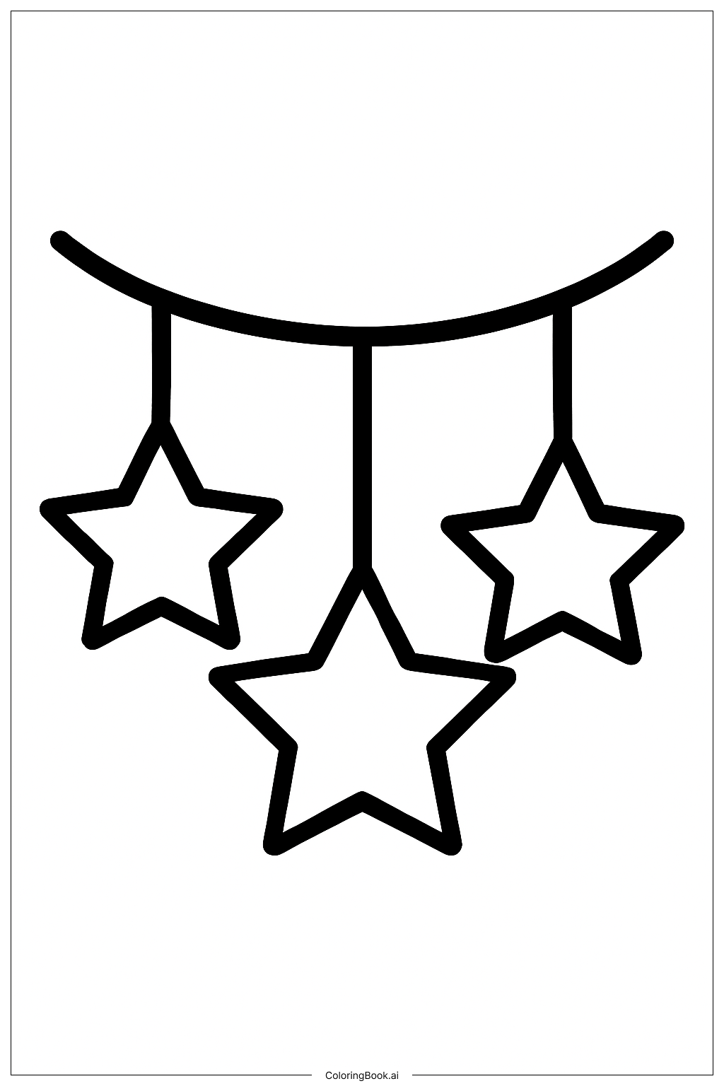  美国独立日星星花环填色页 