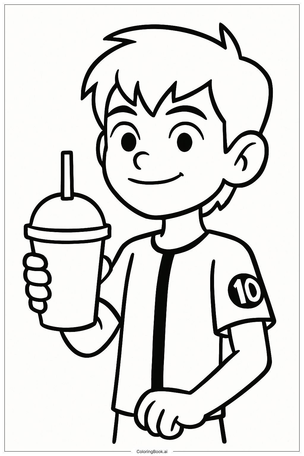 Ben 10 手拿果昔著色頁