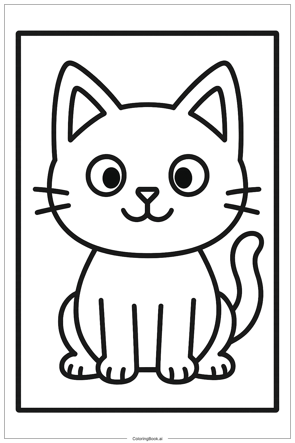  Gabby Cat In A Simple Frame Coloring Page 