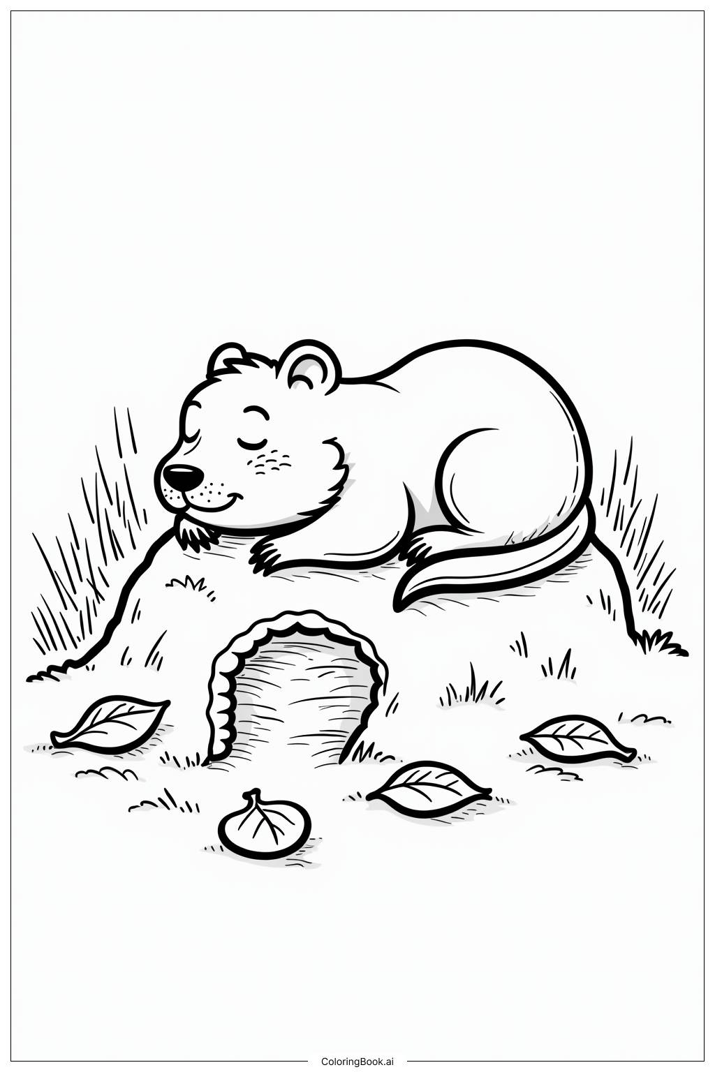  Ground Hog Sleeping Through Ground Hog Day Coloring Page 