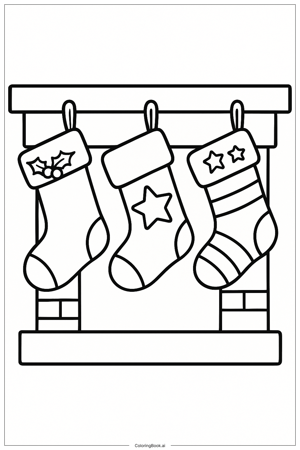 Three Stockings Hanging填色页 