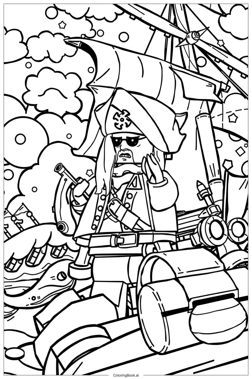  Lego Pirate Ship Adventure on the High Seas-2 Coloring Page 