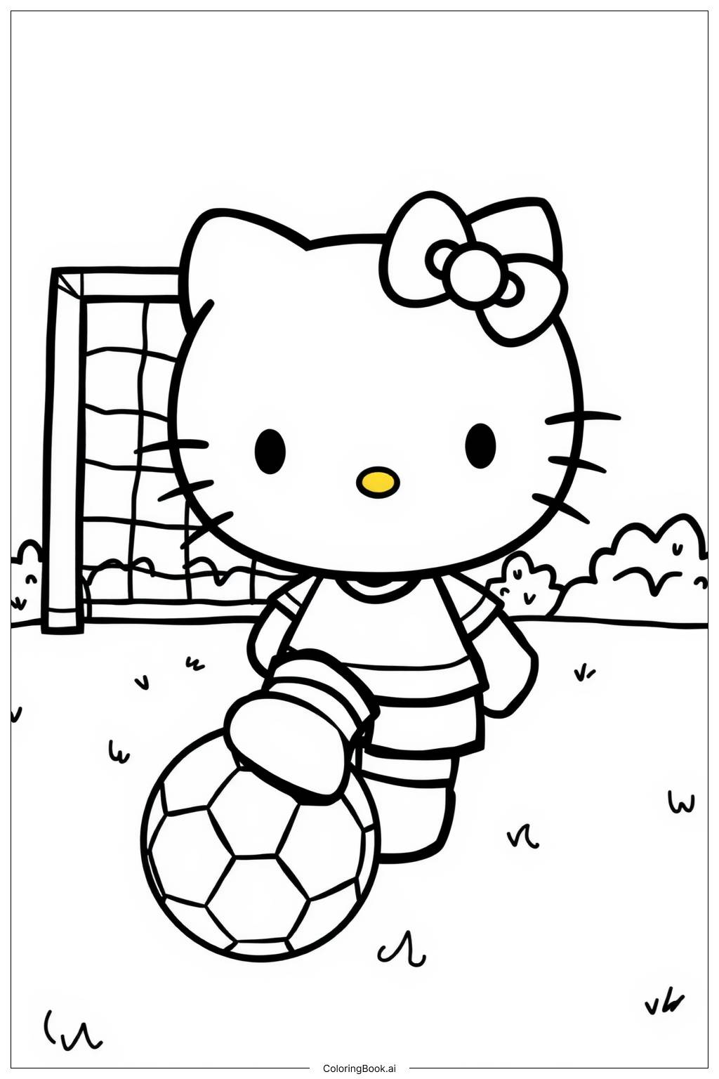  hello kitty in a soccer uniform Coloring Page 