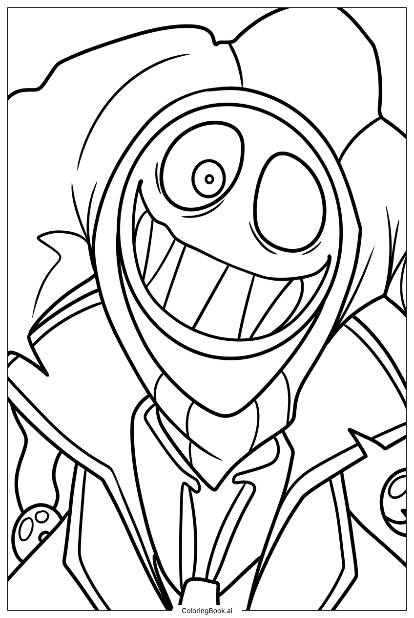 原型《Poppy Playtime》不對稱眼睛調皮笑容著色頁