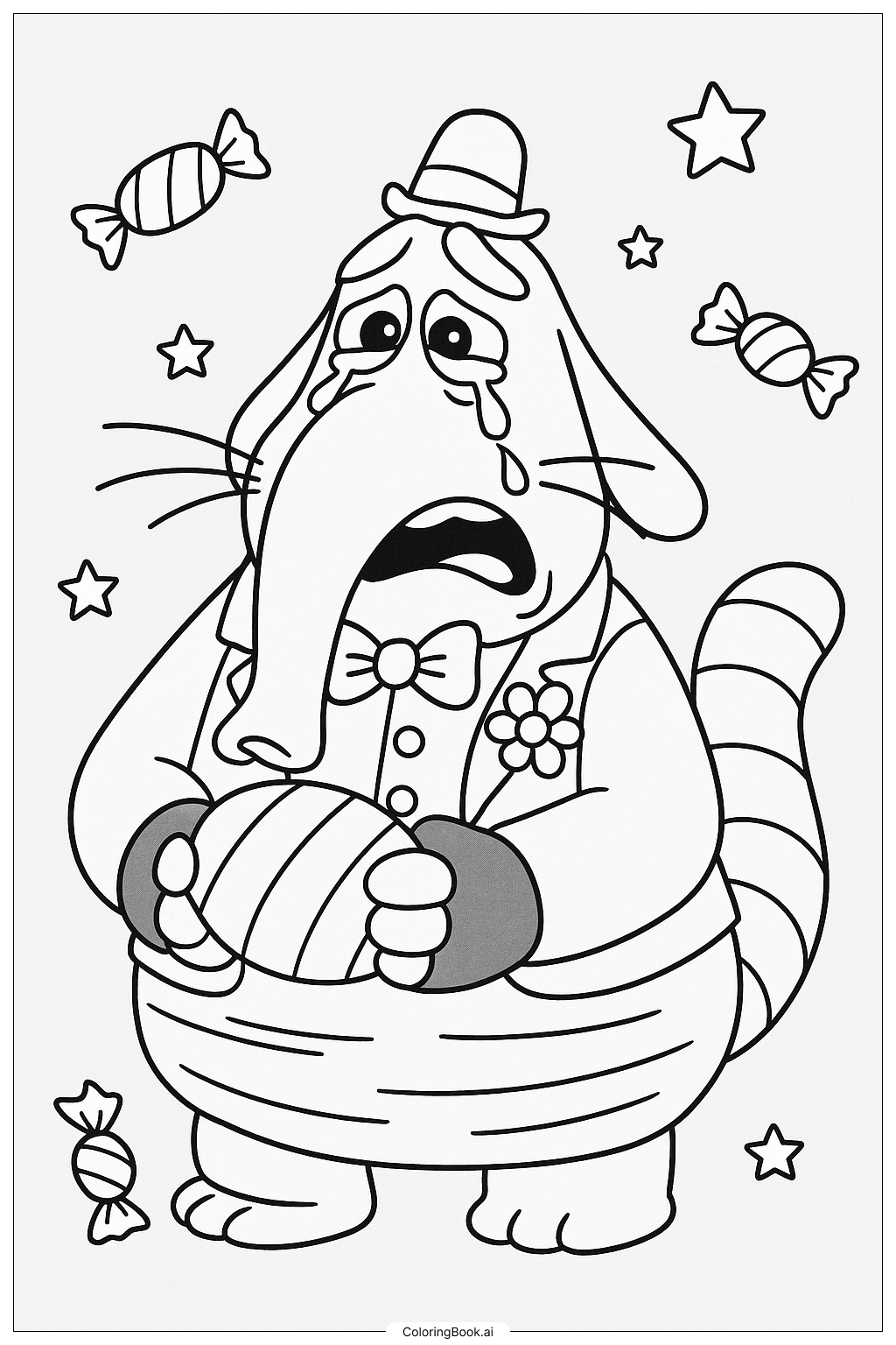 Inside Out Bing Bong Crying Candy Coloring Page