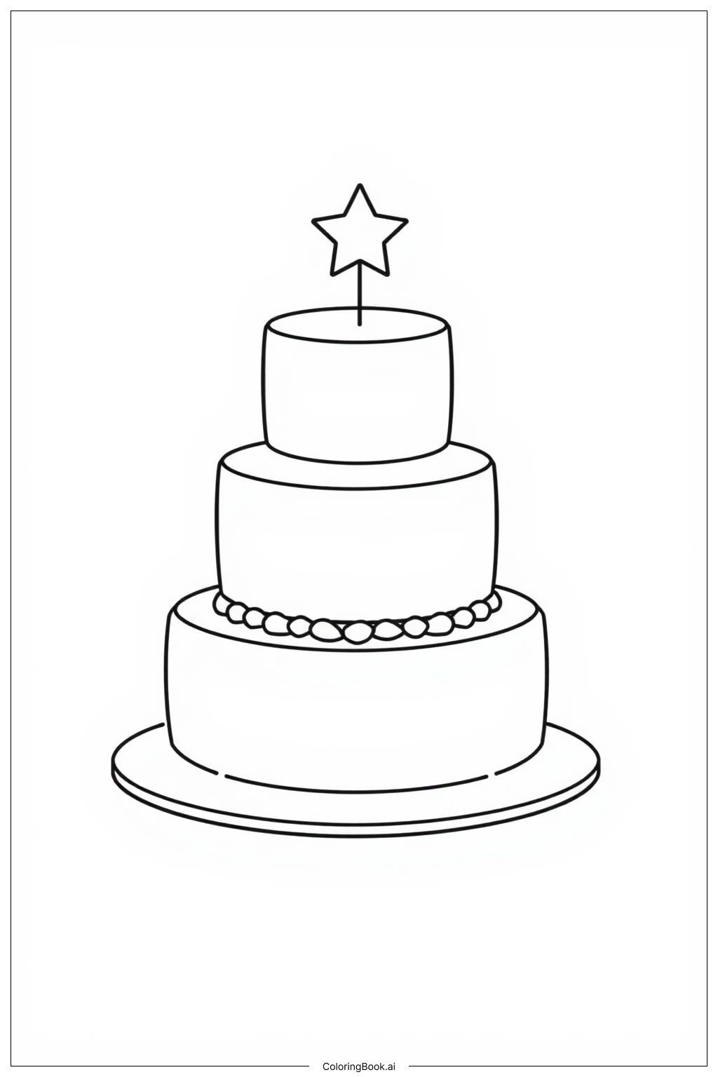  Three Layer Birthday Celebration Coloring Page 