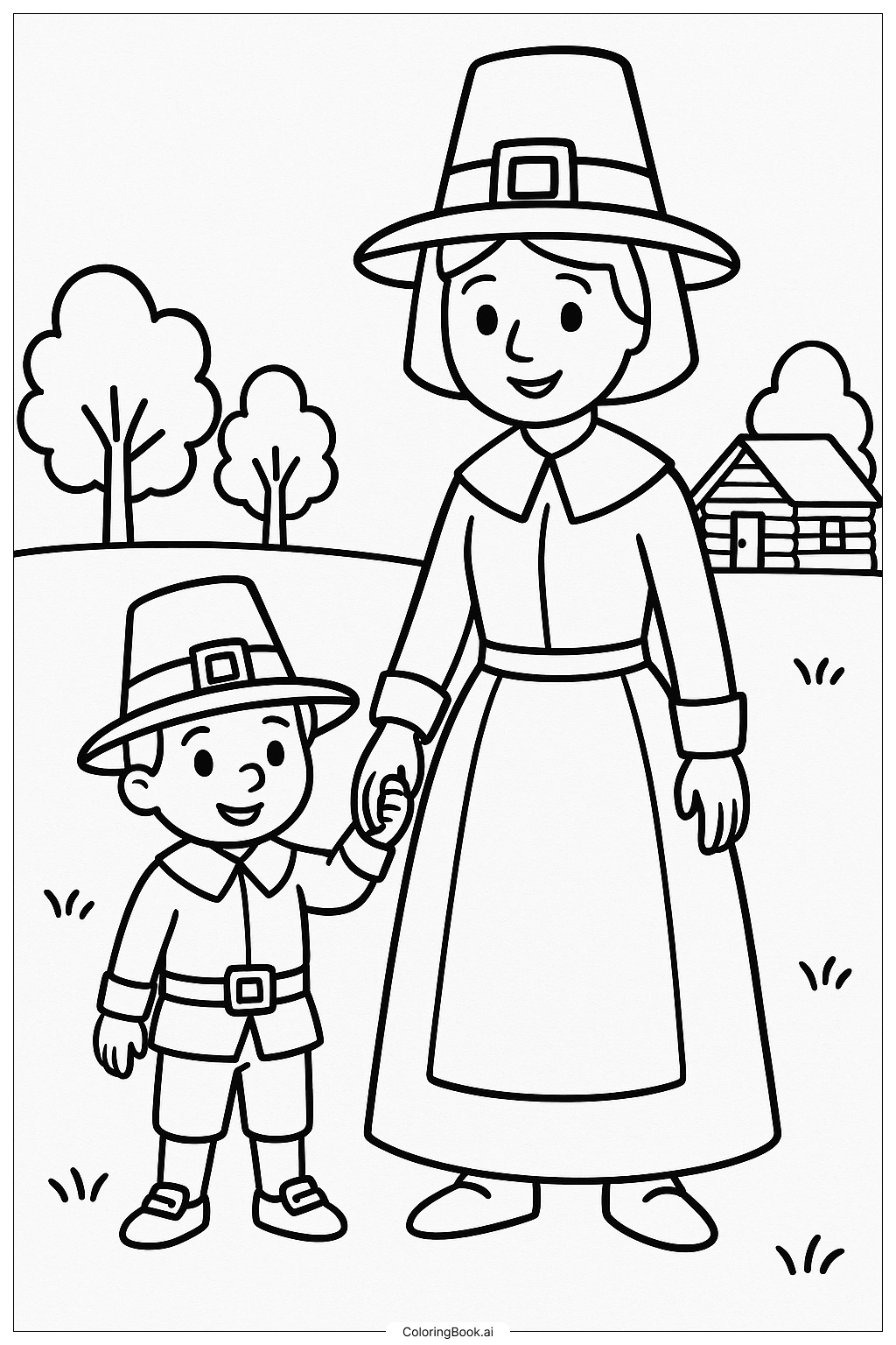 순례자 어머니와 아이